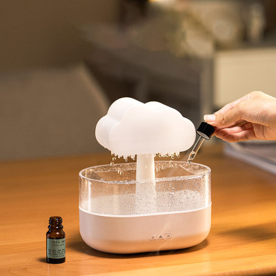 Bakhory Rain Cloud Mushroom Humidifier – Essential Oil Diffuser with Calming Rain Sounds, 7-Color Night Light & Waterfall Lamp for Home & Bedroom
