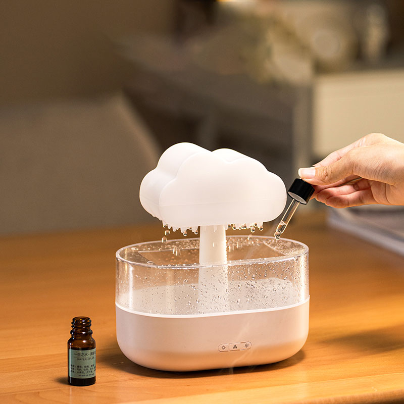 Bakhory Rain Cloud Mushroom Humidifier – Essential Oil Diffuser with Calming Rain Sounds, 7-Color Night Light & Waterfall Lamp for Home & Bedroom