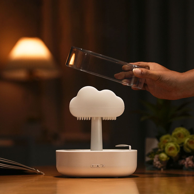 Bakhory Rain Cloud Mushroom Humidifier – Essential Oil Diffuser with Calming Rain Sounds, 7-Color Night Light & Waterfall Lamp for Home & Bedroom