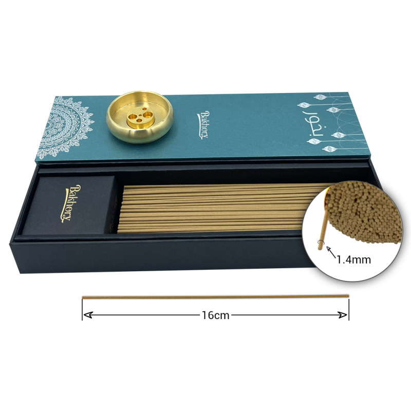 Bakhory Natural Cambodian Oud Incense Sticks — Premium Agarwood, 50g (≈275 Sticks) with Brass Holder
