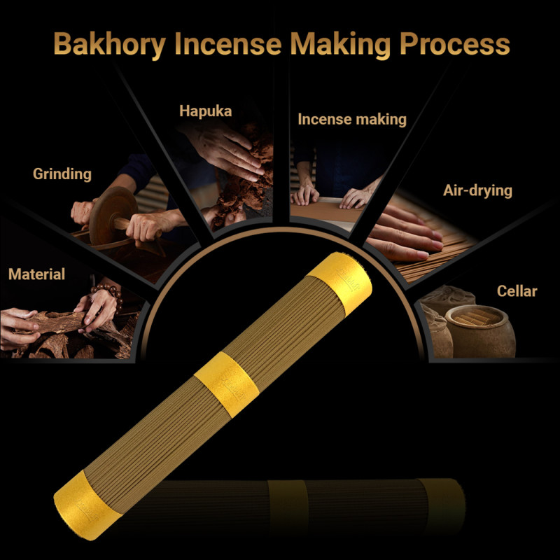 Bakhory Natural Cambodian Oud Incense Sticks — Premium Agarwood, 50g (≈275 Sticks) with Brass Holder